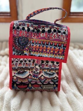 Sakroots Multicolor Packable Lunch Bag with Red Trim